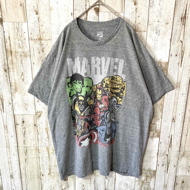 MARVEL(マーベル)のマーベル ビッグプリント Tシャツ 海外古着 メキシコ製 XL 灰色 グレー  メンズのトップス(Tシャツ/カットソー(半袖/袖なし))の商品写真
