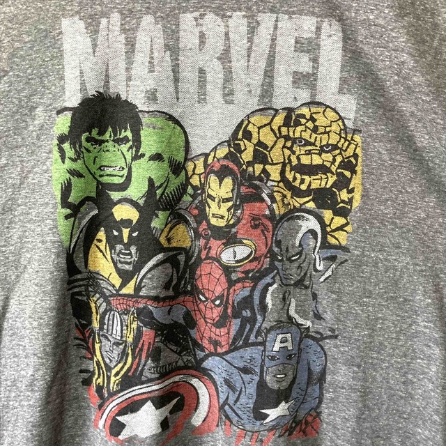 MARVEL(マーベル)のマーベル ビッグプリント Tシャツ 海外古着 メキシコ製 XL 灰色 グレー  メンズのトップス(Tシャツ/カットソー(半袖/袖なし))の商品写真