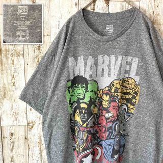 マーベル(MARVEL)のマーベル ビッグプリント Tシャツ 海外古着 メキシコ製 XL 灰色 グレー (Tシャツ/カットソー(半袖/袖なし))