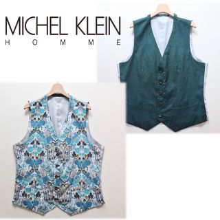 ミッシェルクランオム(MICHEL KLEIN HOMME)の《ミッシェルクランオム》新品 春夏 花柄&シワ感 リバーシブルベスト 48(L)(ベスト)