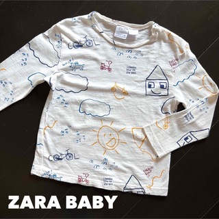 ザラキッズ(ZARA KIDS)のZARA BABY【2回着用】98cm 落書き柄ロンT(Tシャツ/カットソー)
