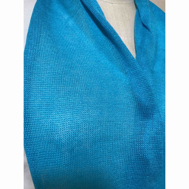 鮮やかブルースヌード　シルク混 ハンドメイドのファッション小物(マフラー/ストール)の商品写真