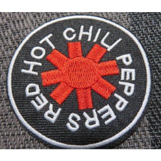 黒赤円型■レッド・ホット・チリ・ペッパーズChili Peppers刺繍ワッペン(各種パーツ)