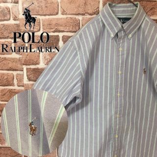 ラルフローレン(Ralph Lauren)の【Sサイズ】ラルフローレン☆刺繍ロゴ　BDシャツ　ストライプ柄　パープル(シャツ)