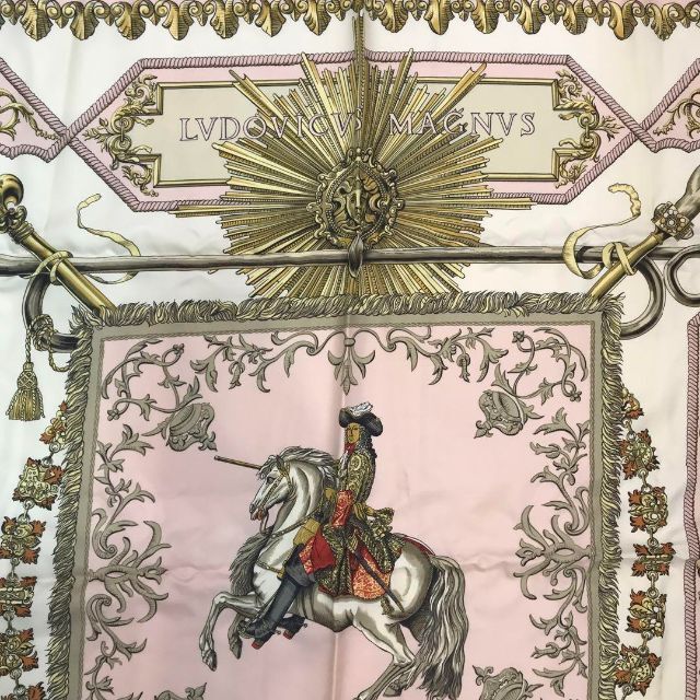 ☆美品☆HERMES カレ90 スカーフ 白い馬に跨ったルイ14世 シルク