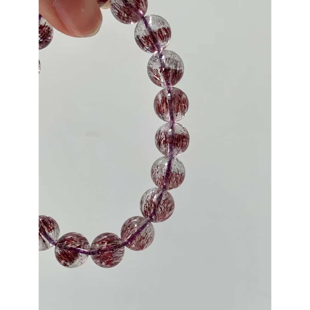 10mm-27.2g 天然無処理 レッドサゲニティッククオーツ ブレスレット-