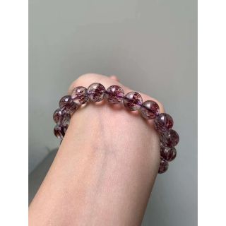 10mm-27.2g 天然無処理 レッドサゲニティッククオーツ ブレスレット-