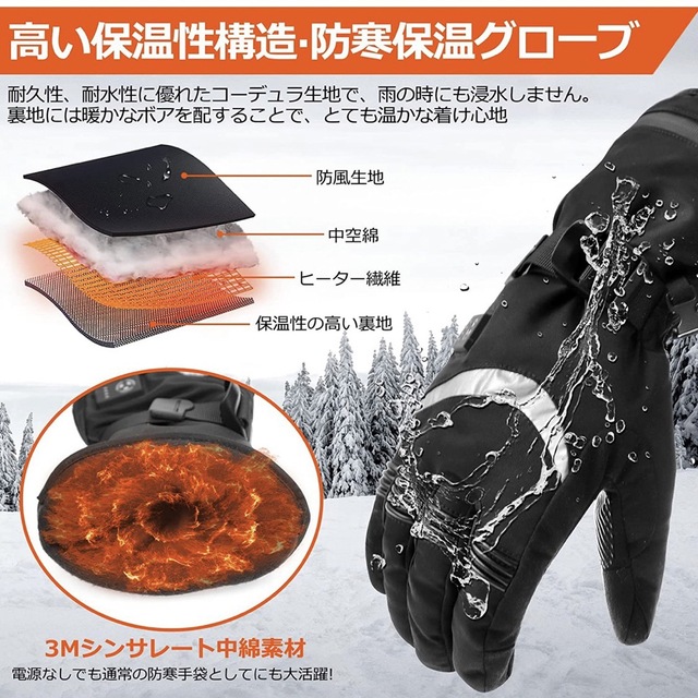 電熱グローブ】 バイク用 ヒートグローブ 充電式 速暖 バッテリー 新品