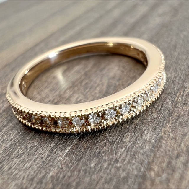 k18PG 天然 ダイヤモンド 0.10ct ハーフエタニティ ダイヤ リング レディースのアクセサリー(リング(指輪))の商品写真