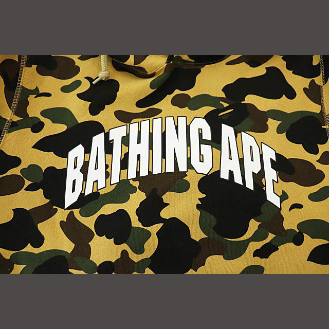 蓄光 A BATHING APE ベイプ ロゴ カモフラ プルオーバー パーカー