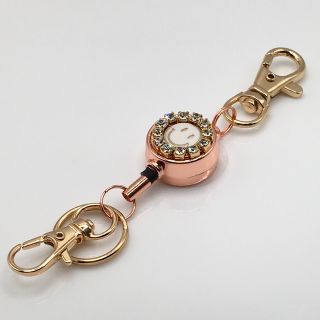 リールキーホルダー(スワロフスキー⚪︎スマイル) ハンドメイド　キーホルダー(キーホルダー)