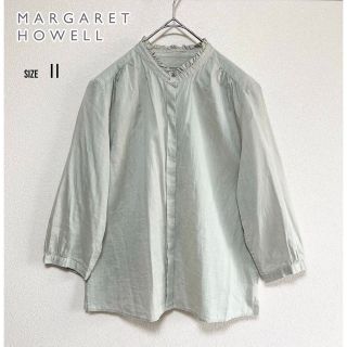 マーガレットハウエル(MARGARET HOWELL)の★美品★ MARGARET HOWELL ノーカラー フリル シャツ(シャツ/ブラウス(長袖/七分))