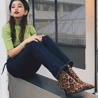 スライ(SLY)のSLY SHAPED SHORT BOOTS ヒョウ柄 スライ ブーツ(ブーツ)