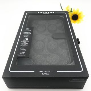 COACH 大人気!! iPhone13,14 手帳型ケース グラファイト 新品