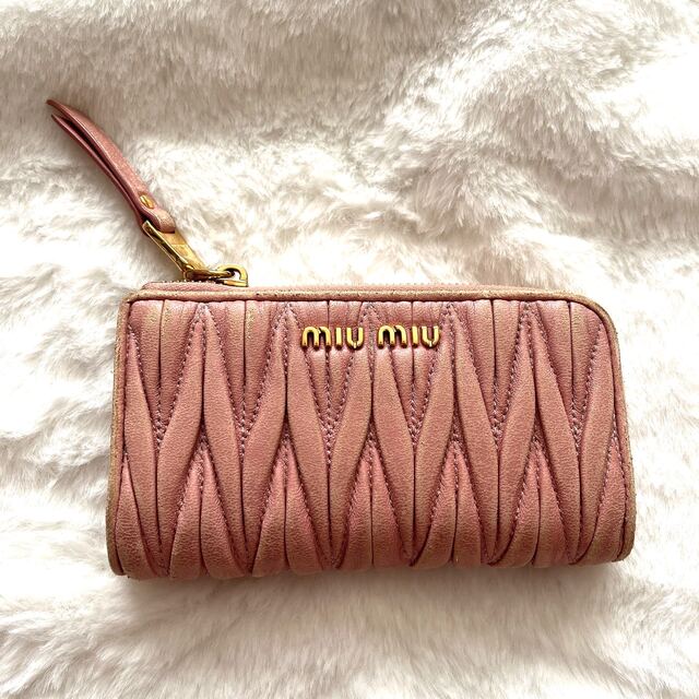 miumiu - miumiu マテラッセ コインケース キーリング ピンクの通販 by