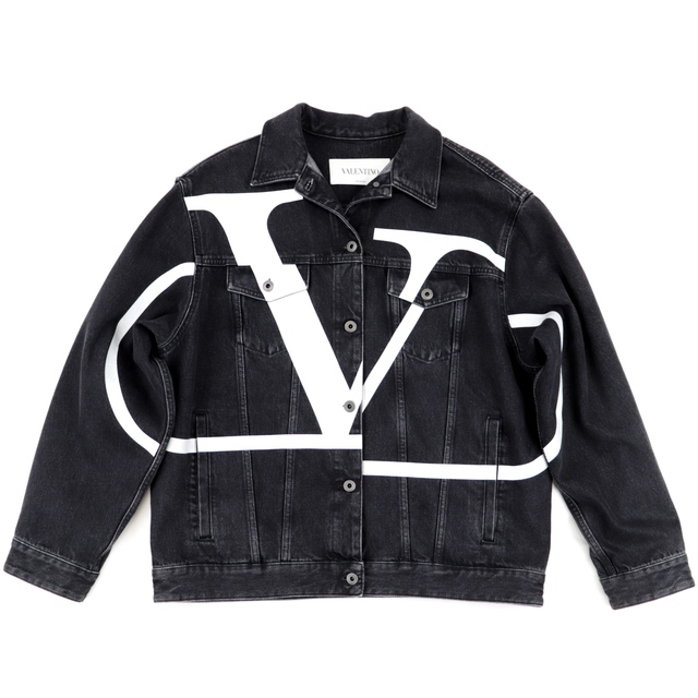VALENTINO - 美品 ヴァレンティノ ロゴ デニムジャケット メンズ コットン ブラック 46 Gジャン VALENTINO
