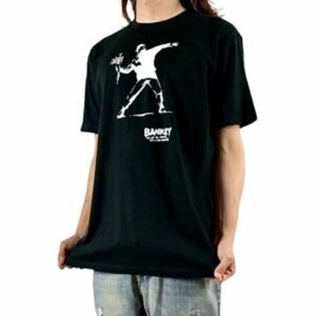 新品 バンクシー BANKSY  花束 火炎瓶 グラフィティ Tシャツ