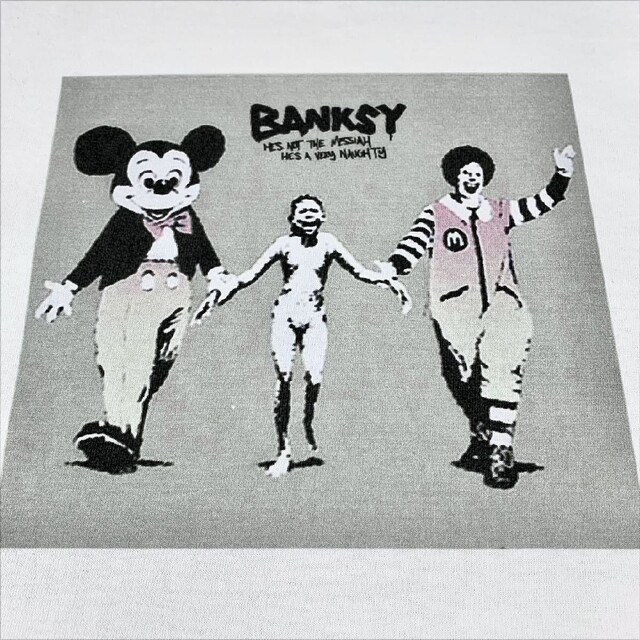 新品 バンクシー BANKSY ミッキー & マクドナルド グラフィティ ロンT