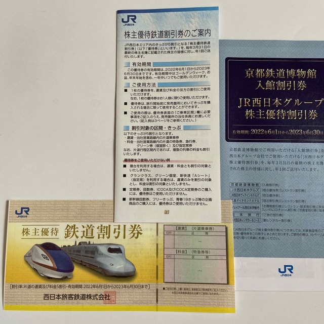 JR西日本　株主優待鉄道割引券&株主優待割引券