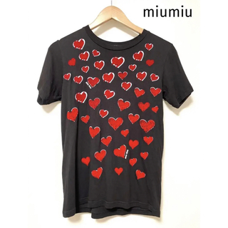 ミュウミュウ(miumiu)の⭐︎miumiu ⭐︎ミュウミュウ　ハート　Tシャツ　ブラック　黒(Tシャツ(半袖/袖なし))