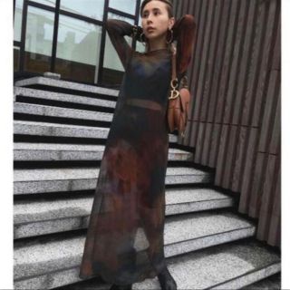 アメリヴィンテージ(Ameri VINTAGE)のAmeri MIRANDA TAIDAI SHEER LONG TOP(ロングワンピース/マキシワンピース)