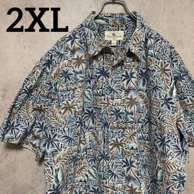 448 アロハシャツ XXL ブルー系 コットン100% メンズのトップス(シャツ)の商品写真