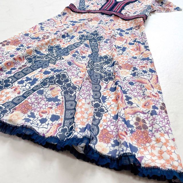 希少】VIVIENNE TAM フレアワンピース 蝶 花柄 レース 半袖 38 驚きの