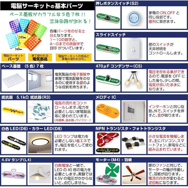 電子回路 実験 電脳サーキット マイホーム 電気の仕組みを学ぶおもちゃ 知育玩具 日本語実験ガイド付