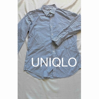 ユニクロ(UNIQLO)のストライプシャツ　ブルー　UNIQLO スリムフィット(Tシャツ(長袖/七分))