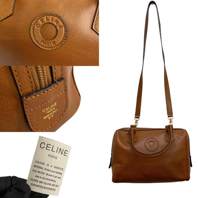 極 美品 希少品 CELINE セリーヌ サークル ロゴ レザー 本革 2way