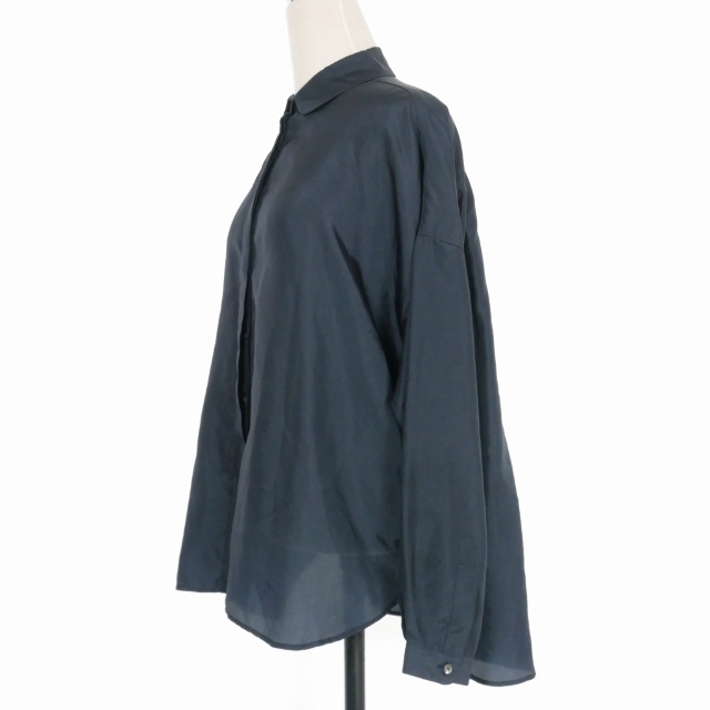 バグッタ Bagutta シルクシャツ ブラウス 長袖 38 ネイビー 紺の通販