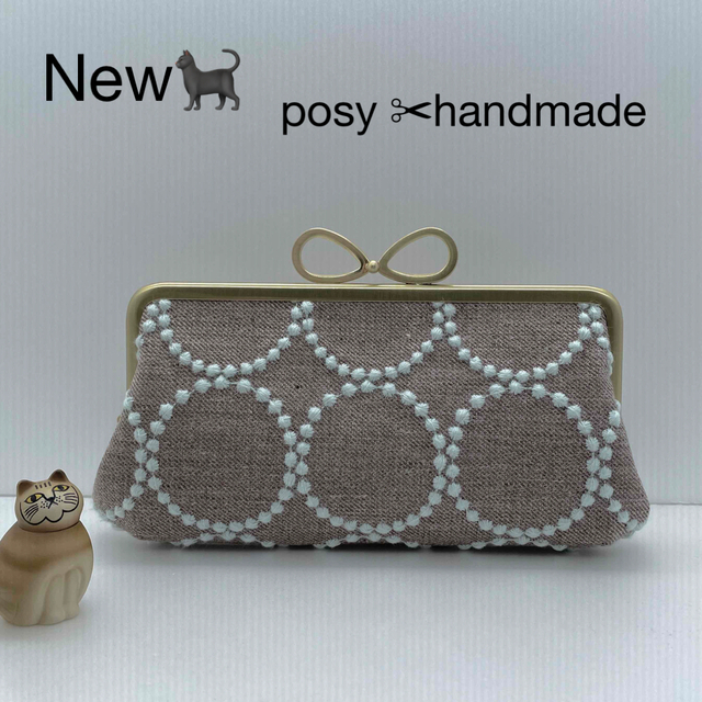ハンドメイド 木玉の仕切りがま口財布 ミナペルホネン sand rose ハンドメイド 木玉の仕切りがま口財布 ミナペルホネン sand rose
