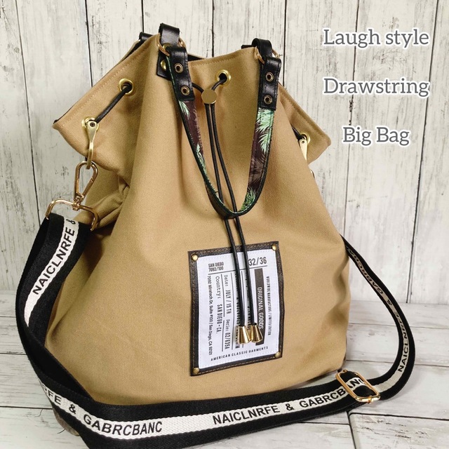 最大2000円引き マラソン期間 【2way】Laugh Style BIG DrawstringBag