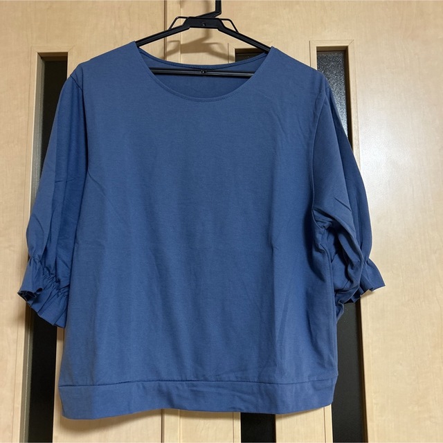 七分袖カットソー　ブルー　Lサイズ レディースのトップス(カットソー(長袖/七分))の商品写真