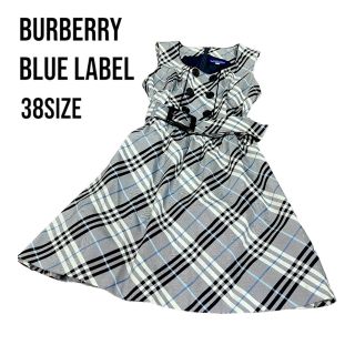 バーバリーブルーレーベル(BURBERRY BLUE LABEL)の【美品】BurberryBlueLabelノースリーブ ワンピース ノバチェック(ひざ丈ワンピース)