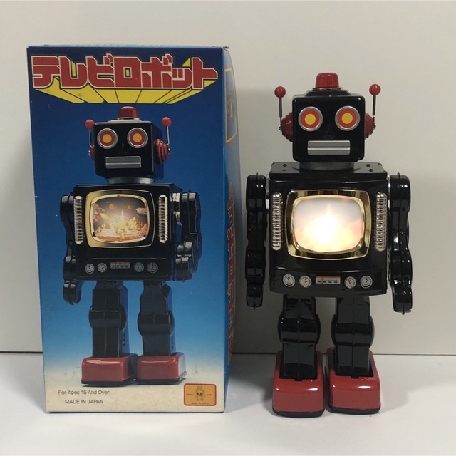 昭和レトロ【可動品】テレビロボット ブリキ メタルハウス battery