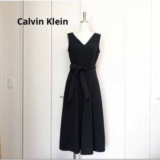 Calvin Klein(カルバンクライン)のCalvin Klein カルバンクライン　ジャージ　リボン　ワンピース　ドレス レディースのワンピース(ロングワンピース/マキシワンピース)の商品写真