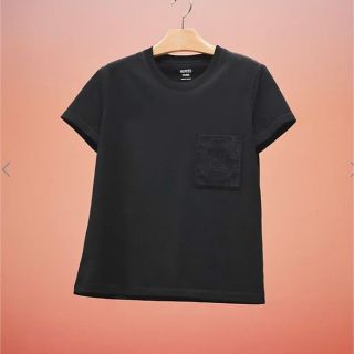 美品HERMESシェーヌダンクル刺繍Tシャツ黒36春夏バーキンミニケリー