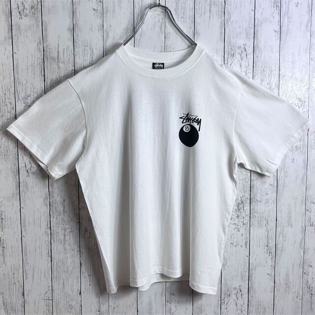 【激レア】ステューシー 8ボール ビッグロゴ Tシャツ XL 白 黒 ロゴ