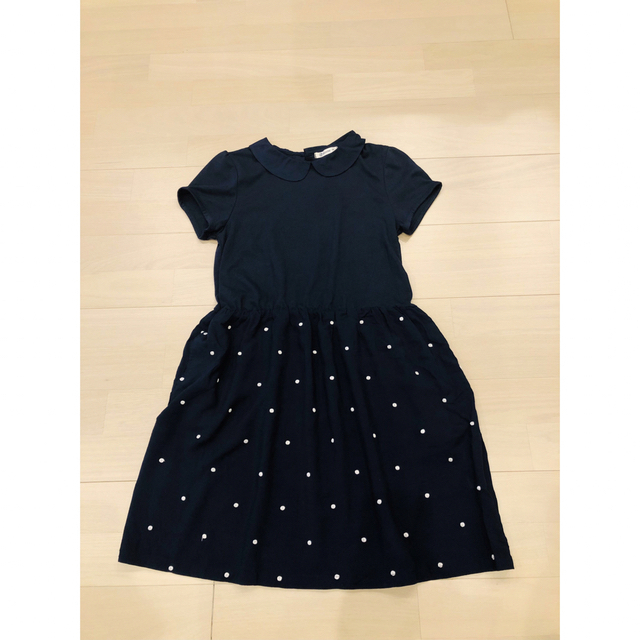 【新品未使用】  ワンピース  キッズ 半袖  女の子 160  ネイビー キッズ/ベビー/マタニティのキッズ服女の子用(90cm~)(ワンピース)の商品写真