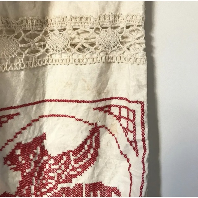 vintage クロスステッチ セットアップ 総刺繍 レース ヴィンテージ