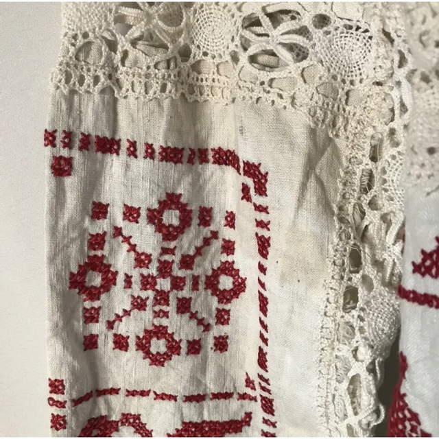 vintage クロスステッチ セットアップ 総刺繍 レース ヴィンテージ