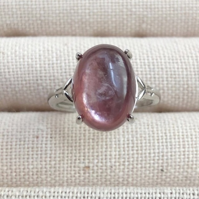 パープルマイカリング 天然石指輪 光沢 シルバー サイズフリー レディースのアクセサリー(リング(指輪))の商品写真