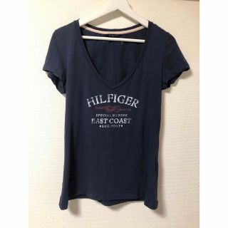 トミーヒルフィガー(TOMMY HILFIGER)の【TOMMY HILFIGER】ネイビー　Vネック　半袖Tシャツ　M(Tシャツ(半袖/袖なし))