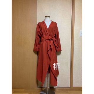 DRESSLAVE ガウン風 ドレープロングコート orange