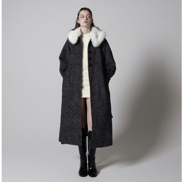 epine コート fur collar long coat black