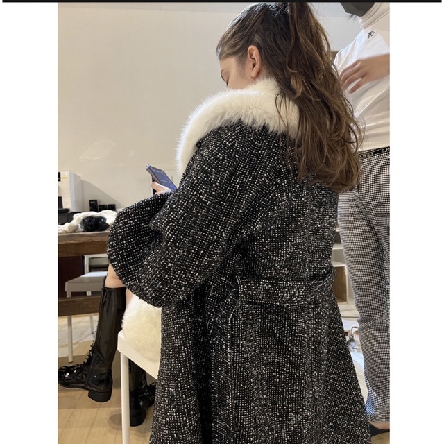 epine feminine fur collar long coat