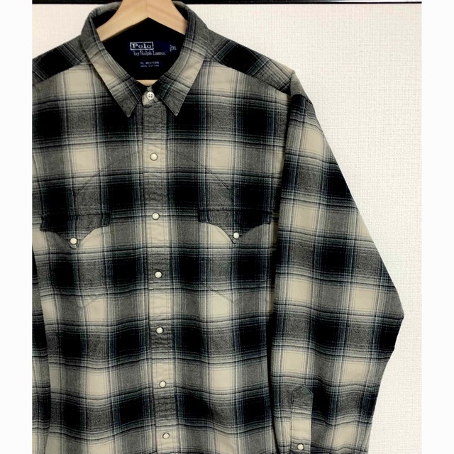 激レア90s オンブレチェックXL ポロ ラルフローレン ウエスタンシャツ