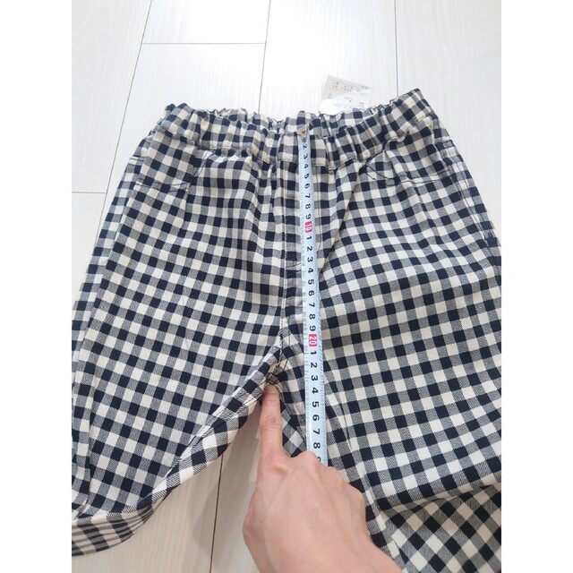⑮値下げ新品タグ付き ギンガムチェックパンツ ブラック ウエストゴム サイズＭ レディースのパンツ(カジュアルパンツ)の商品写真