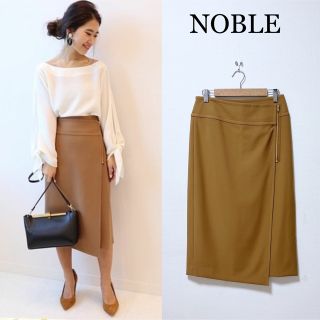 ノーブル(Noble)の【美品】NOBLE 大人気♪ダブルクロスラップスカート 美脚スカート キャメル(ロングスカート)